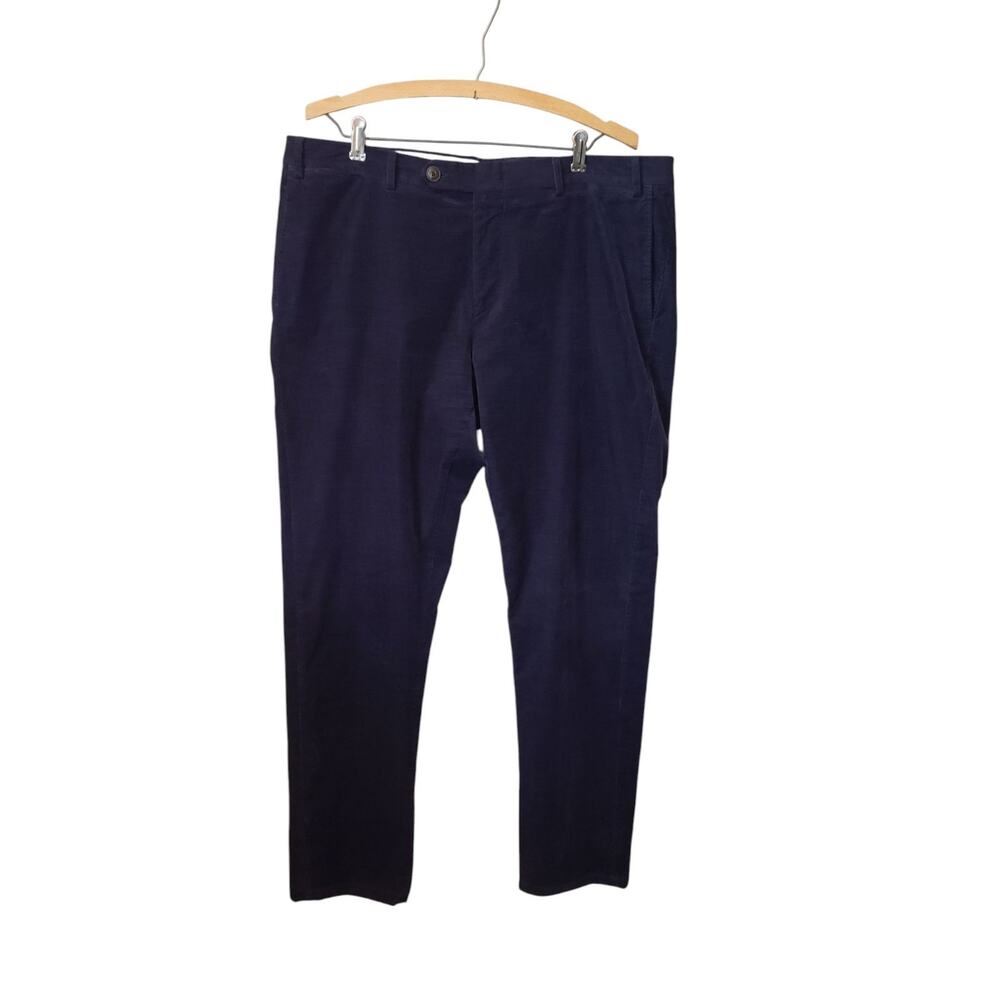 Canali Mens Soft Dark Blue Corduroy Pants Size 38 Stretch Contemporary Fit